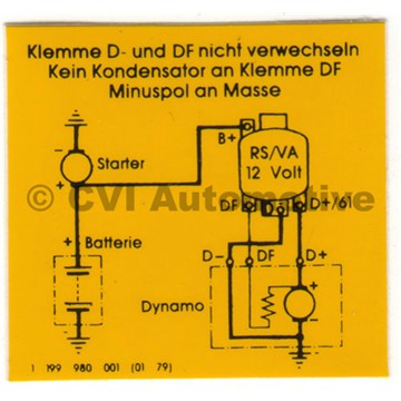 デカール、B18充電レギュレーター(黄色)　ボルボ140