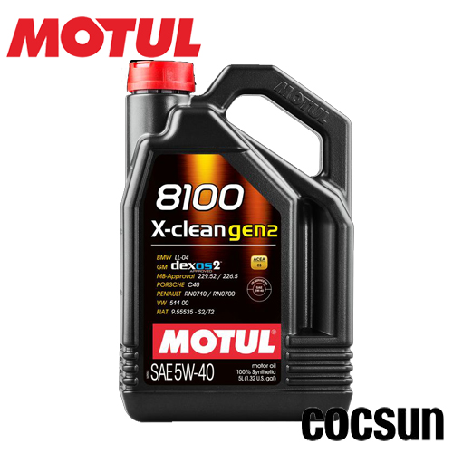 MOTUL モチュール エンジンオイル 8100 X-clean GEN2 エックスクリーンジェン2 5W40 5L缶 100%化学合成 / 省燃費型 / 欧州車